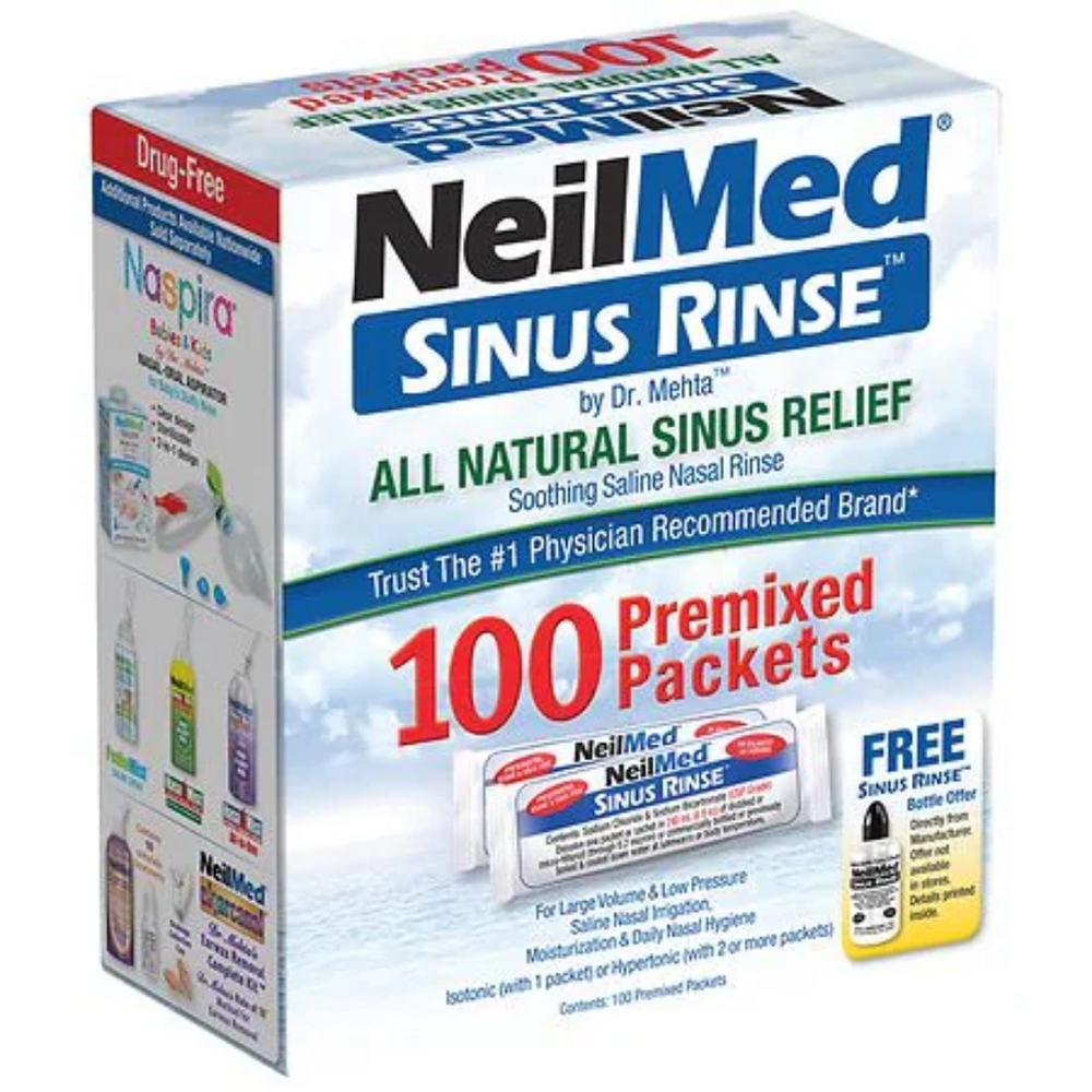 NeilMed Sinus Rinse Bottle and 100 Refill Packets